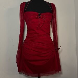 SOLD - Amazon Red Long Sleeve Women's Dress